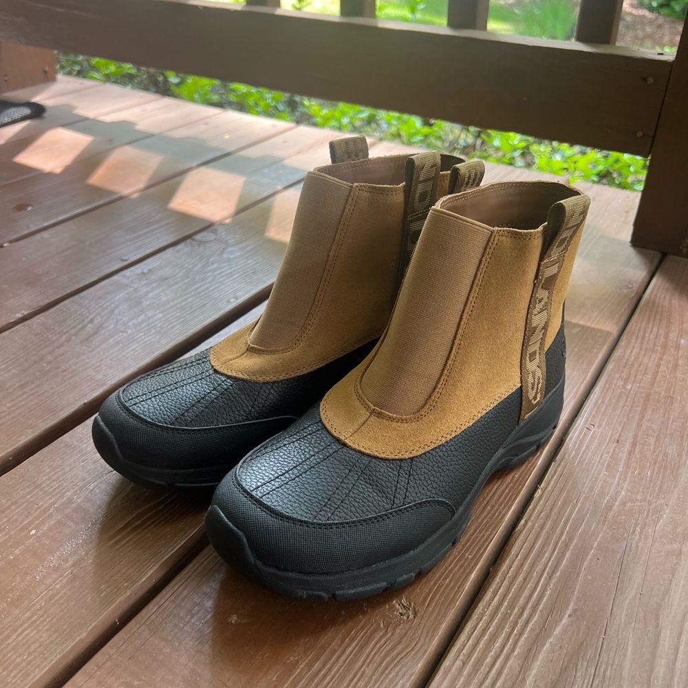 Lands' End Black and Tan Duck Boots with Waterproof Design